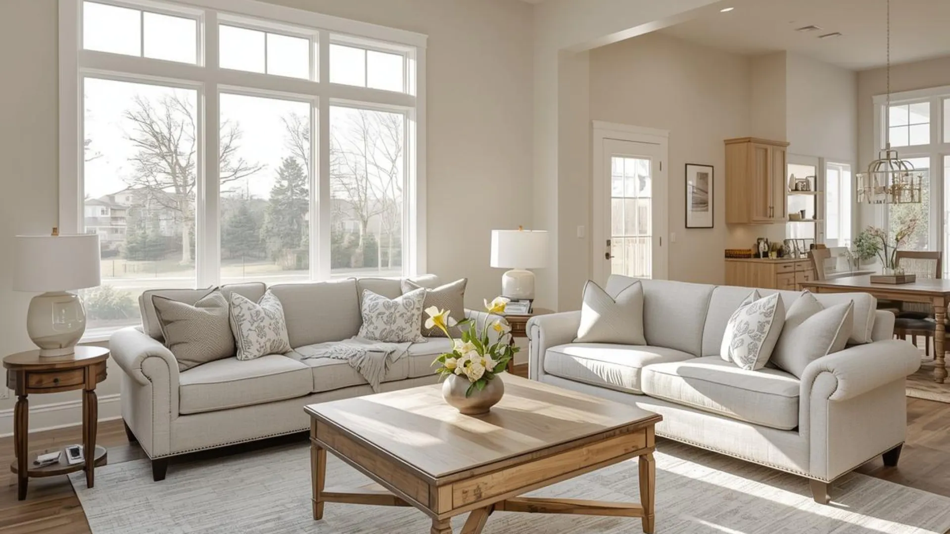 Professionally staged living room in a Murfreesboro, TN home ready for listing